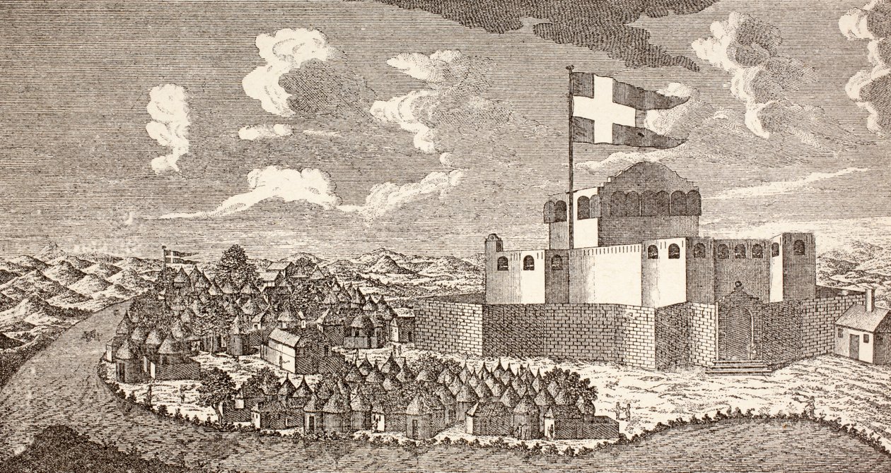 Dansk kolonifort Fredensborg, Ningo, Ghana som det så ud i 1760, fra 