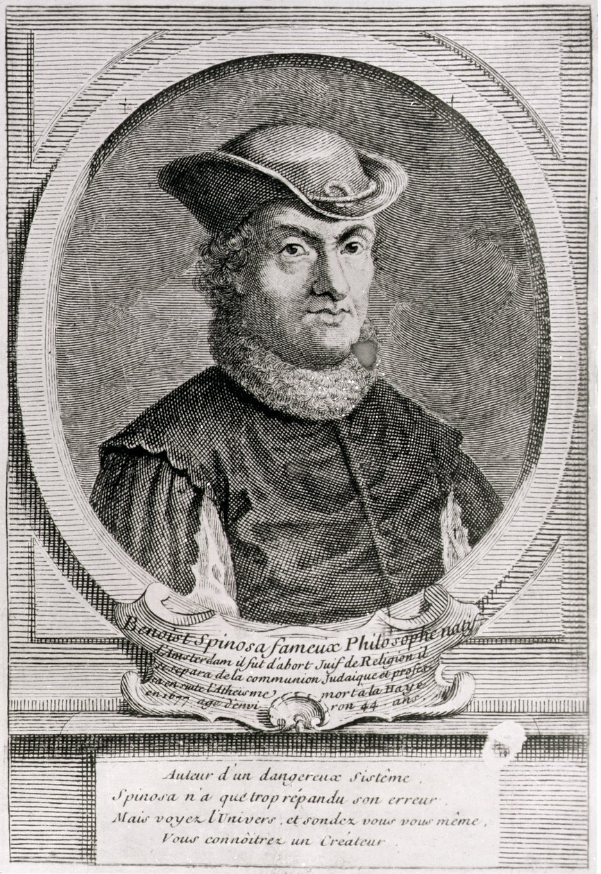 Portræt af Baruch eller Benedict Spinoza (1632-77), hollandsk filosof (kobberstik) af School Dutch