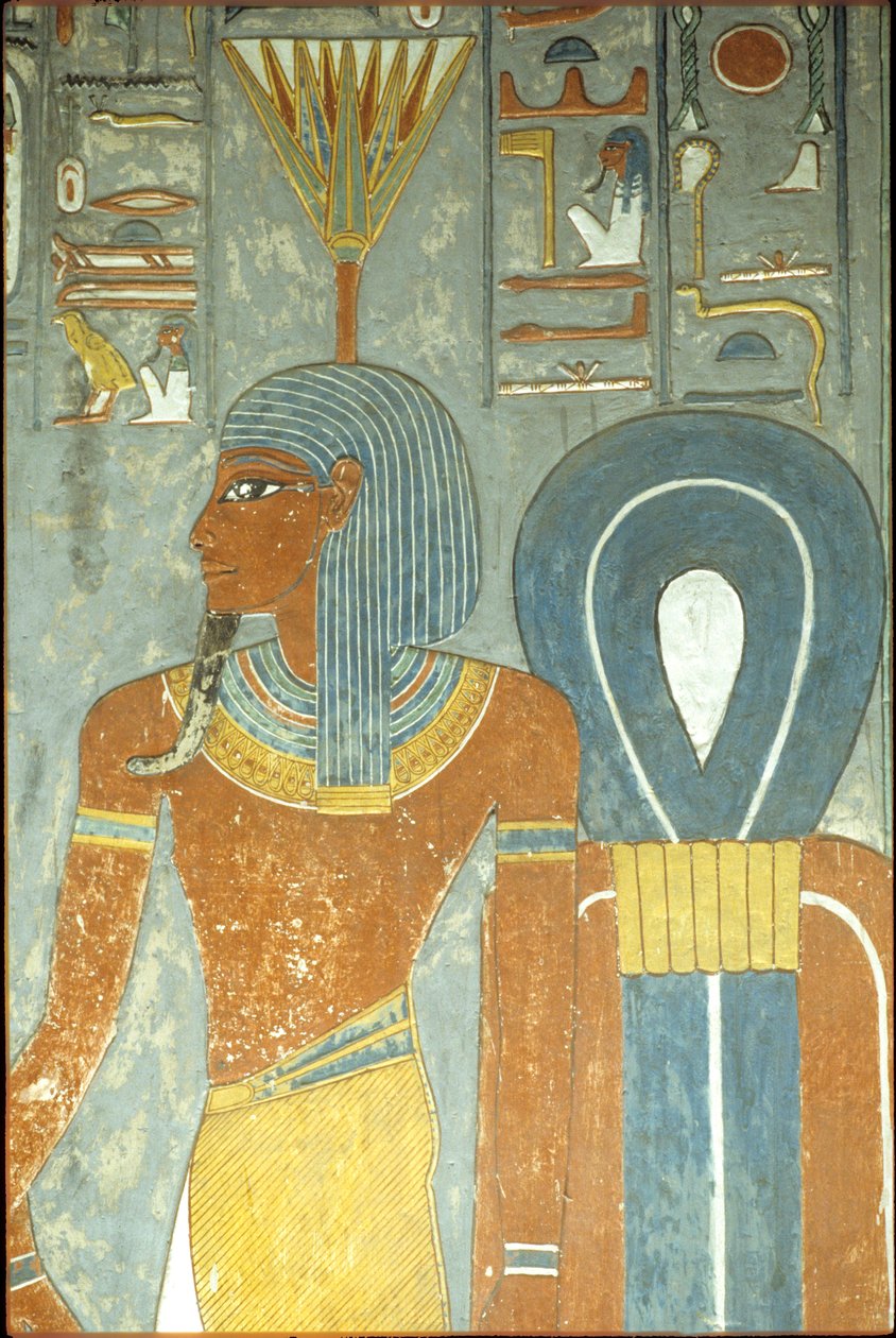 Det gamle Egypten, Maleri, Horemhebs grav, Theben 18. dynasti, Guden Nefertum og Isis