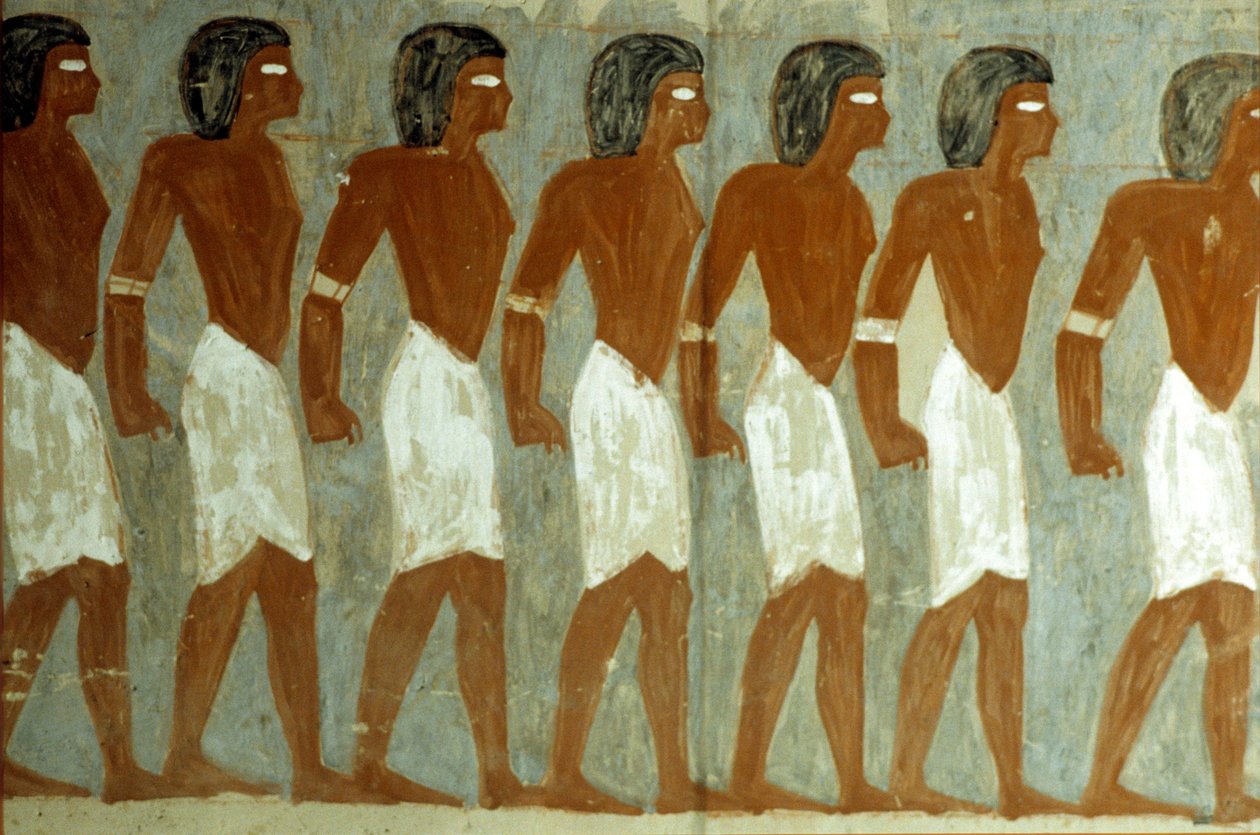 Det gamle Egypten, Vægmaleri, Bundne fanger, Maleri ufuldstændigt, Horemheb-graven af School Egyptian