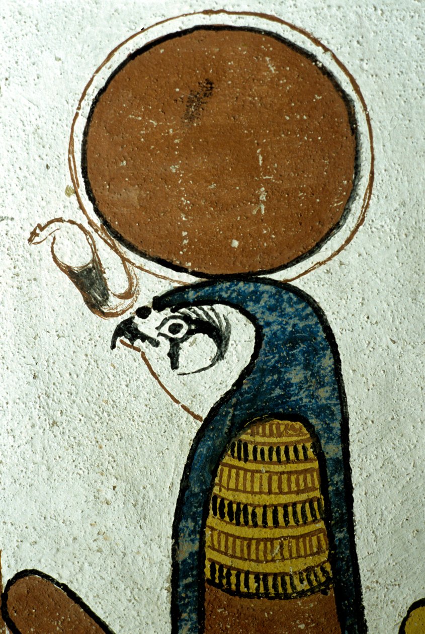 Det gamle Egypten, Vægmaleri, Horus, solgud, solsymbol, Sennedjems grav, Theben, Deir el Medina af School Egyptian