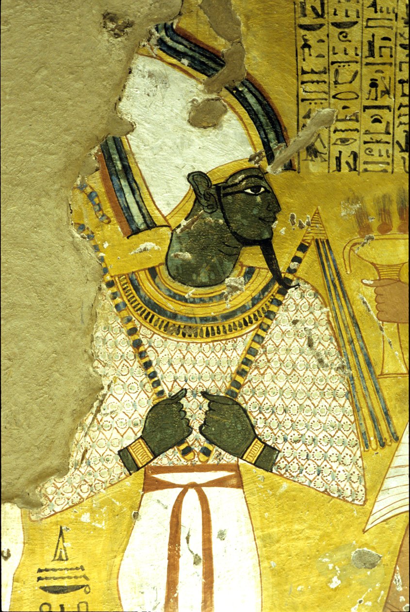 Det gamle Egypten, Vægmaleri Inherkhau-graven, Theben, Adelens grav, 20. dynasti, Osiris, Gud for livet efter døden (foto) af School Egyptian