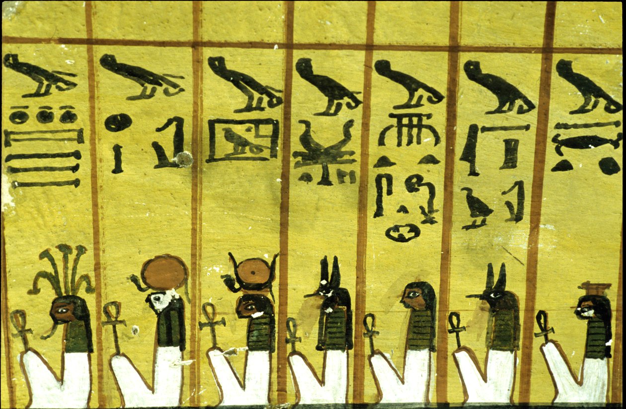 Det gamle Egypten, Vægmaleri Inherkhau-graven, Theben, Adelsgraven, 20. dynasti, Syv af nattens tolv timer (foto) af School Egyptian
