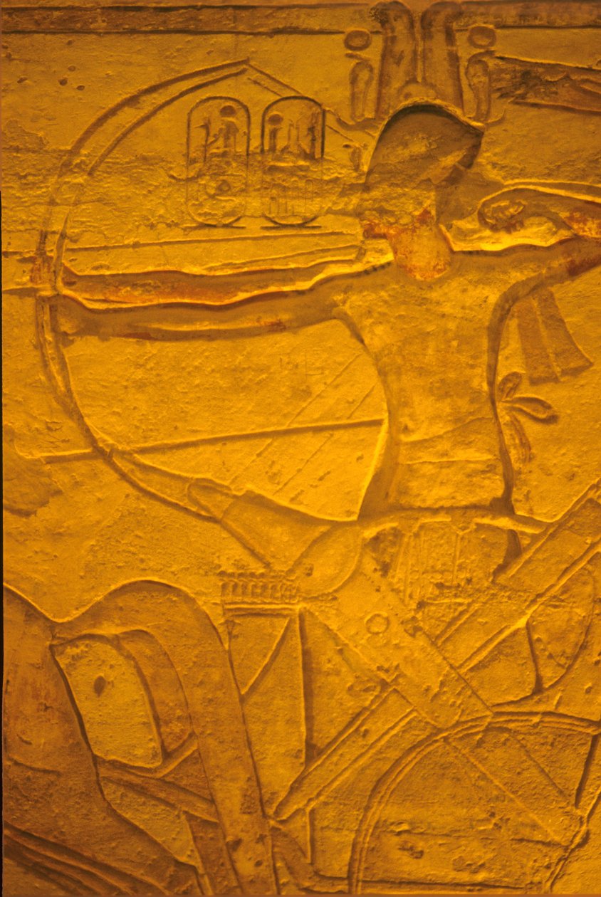 Det gamle Egypten, vægmaleri/skulptur, Ramses II i sin vogn ved slaget ved Kadesh, Ramses II
