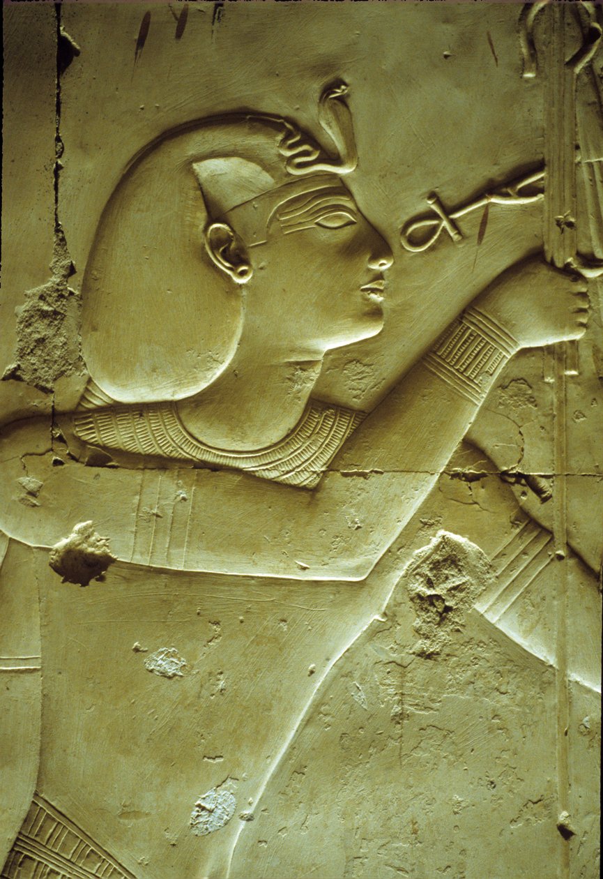 Det gamle Egypten, Vægmaleri/ristning, Seti I modtager livet, symboliseret ved ankh