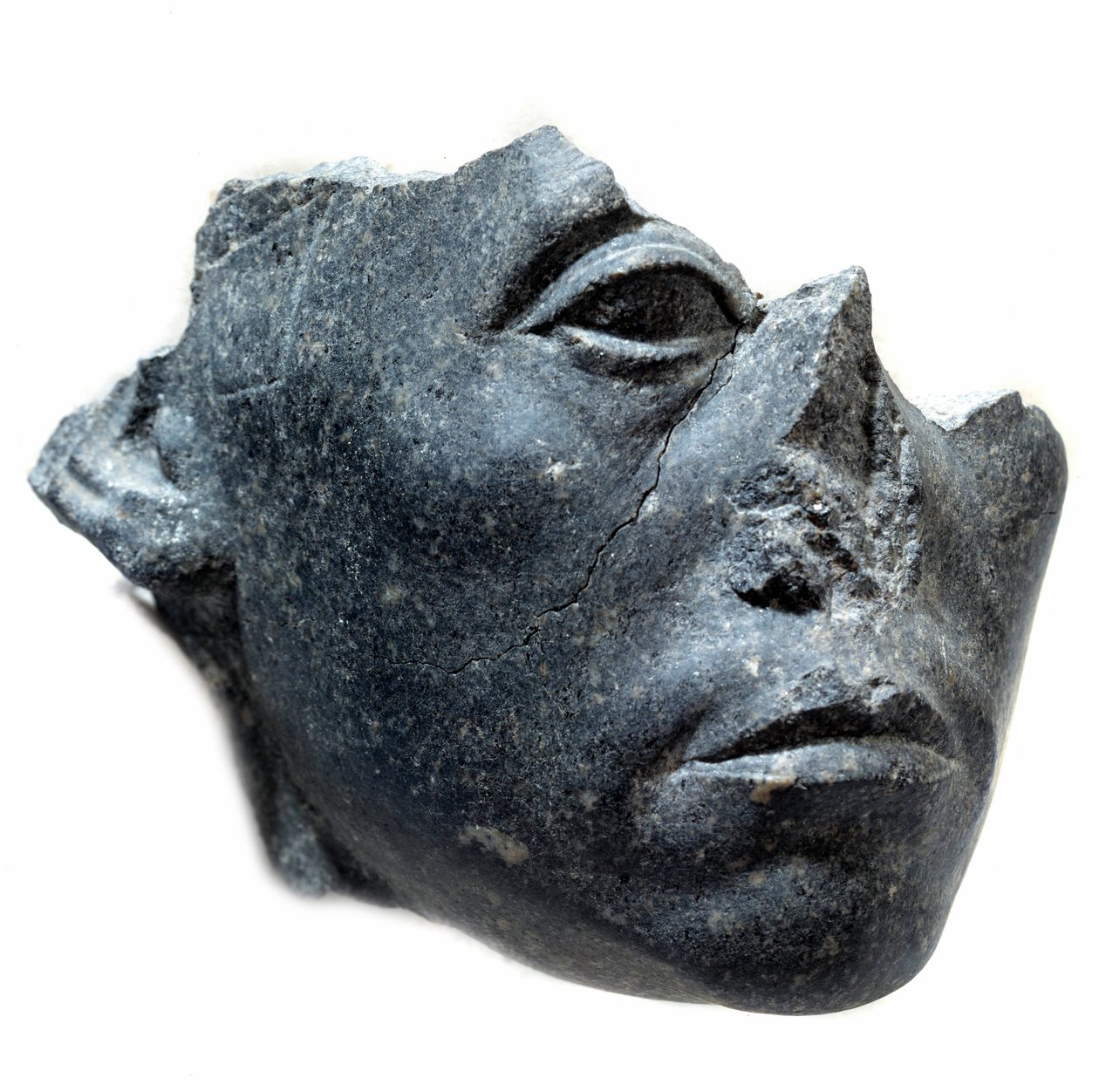 Gammel egyptisk kunst: Leder af kong Sesostris III. Statue fragment. Skulptur af sort granit, ca. 1900 f.Kr. (12. dynasti, ca. 1963-1786). Paris, Musée du Louvre af School Egyptian