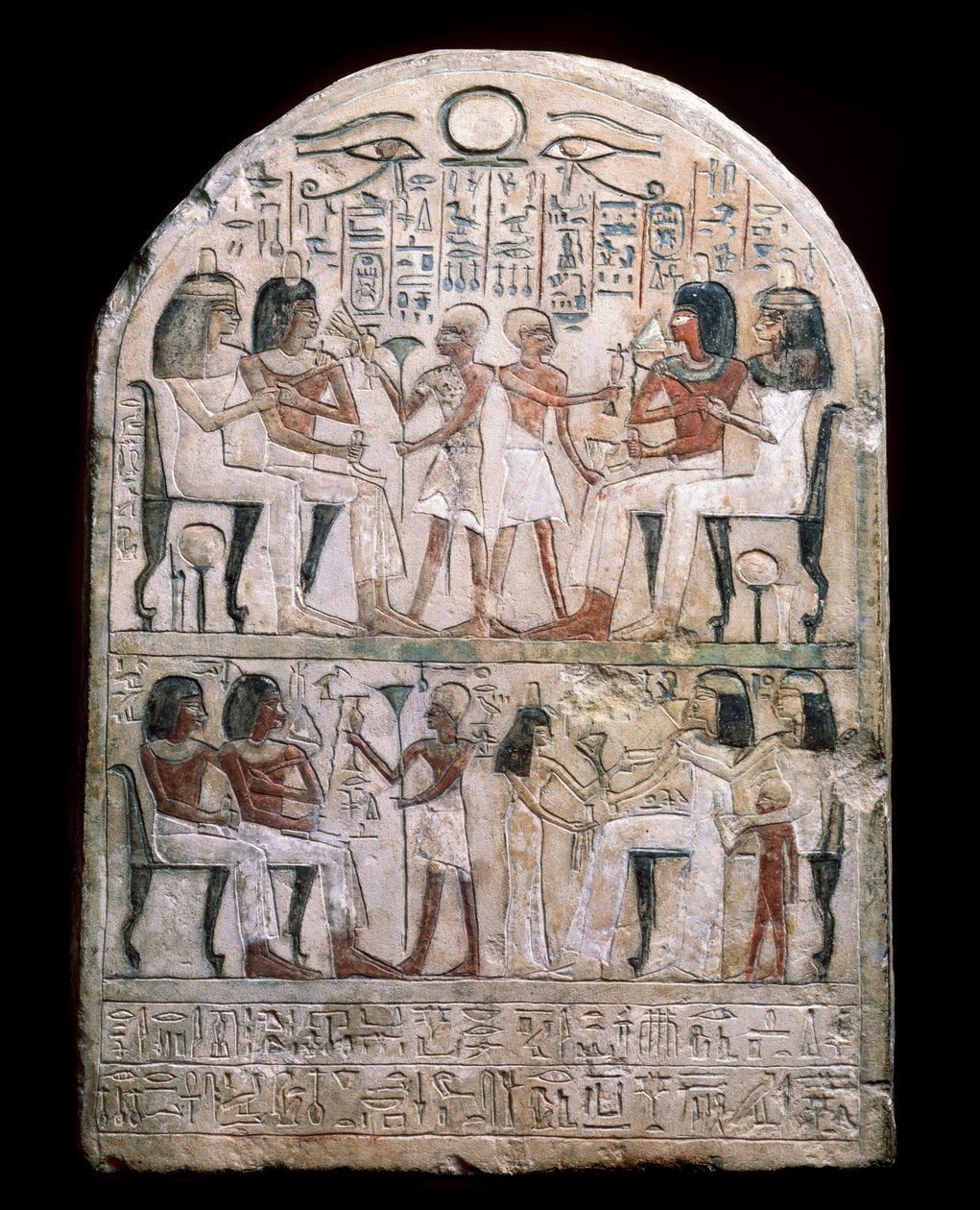 Ægyptisk oldtid: stele dekoreret med en scene for hyldest til faraoerne. Hellenistisk (eller ptolemæisk) periode 156 f.Kr. Eremitagemuseet, Sankt Petersborg af School Egyptian