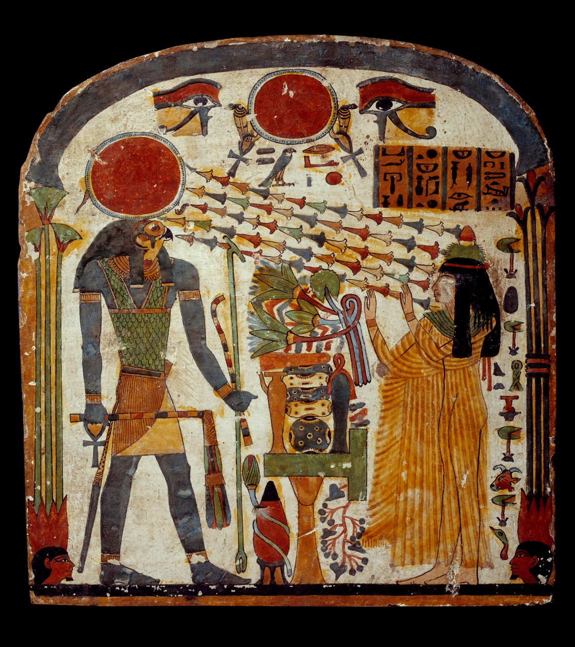 Art of Old Egypt: stele de taperet, den sene Taperet henvender sig til en bøn til Re-Horakhty (Re Horakhty, omkring 900 - 800 f.Kr.) Paris, Musee Du Louvre af School Egyptian