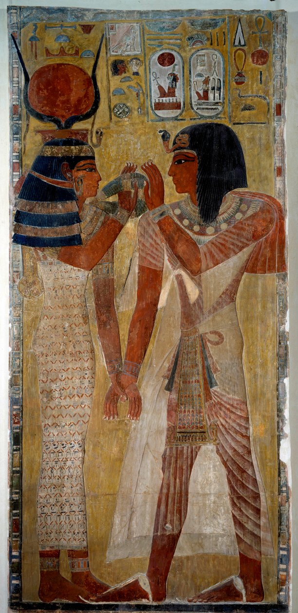 Det gamle Egyptens kunst: Kong Sethi I og gudinden Hathor, kommer fra Sethi I