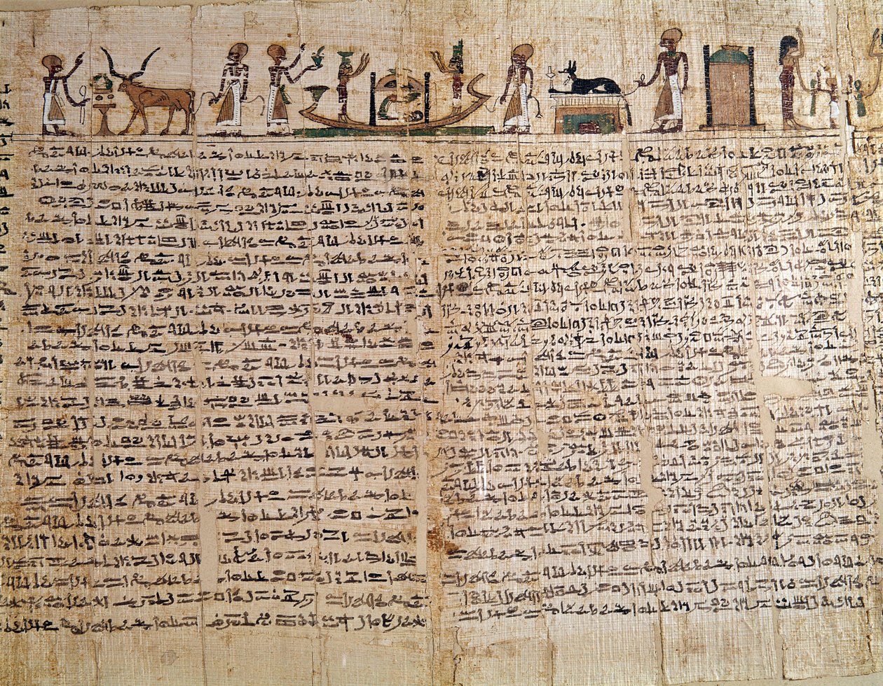 Egyptisk oldtid: Papyrus af en dødebog. Lav Epoque. Paris, Musee du Louvre - Ægyptisk oldtid: papyrus fra De dødes bog. Sen periode, Louvre-museet, Paris af School Egyptian