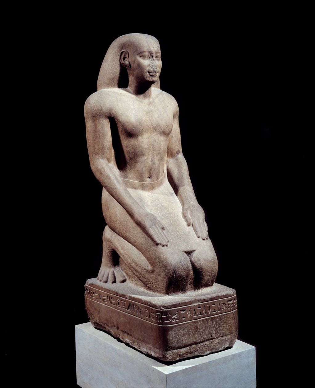 Egyptisk antikvitet: "" Statue af Nakhthorheb, overhoved af præster"" Kvartsskulptur omkring 590. 26. dynasti, regne af Psammetic (595-529 f.Kr.) Paris. Louvre-museet af School Egyptian