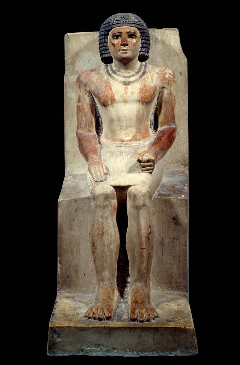 Egyptisk antikviteter: kalkstensstatuette af Kai, sjakalens administrator. Fra Saqqara. Det gamle imperium, 5. dynasti. Paris, Louvre-museet af School Egyptian