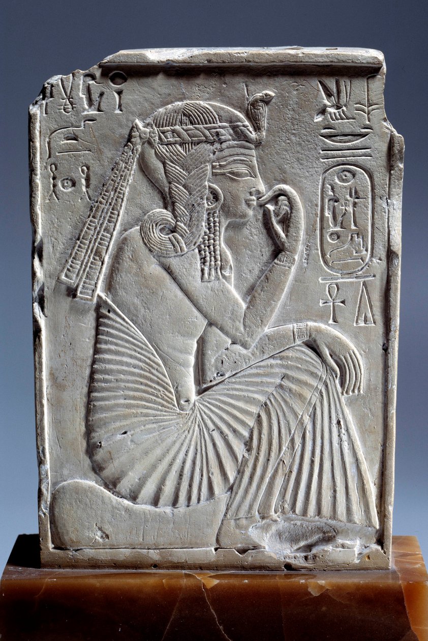 Egyptisk antikvitet: lille kalkstensstele af Ramses II: barnekongen sidder på horisontens tegn. 19. dynasti (ca. 1295-1186). Paris, Louvre-museet af School Egyptian