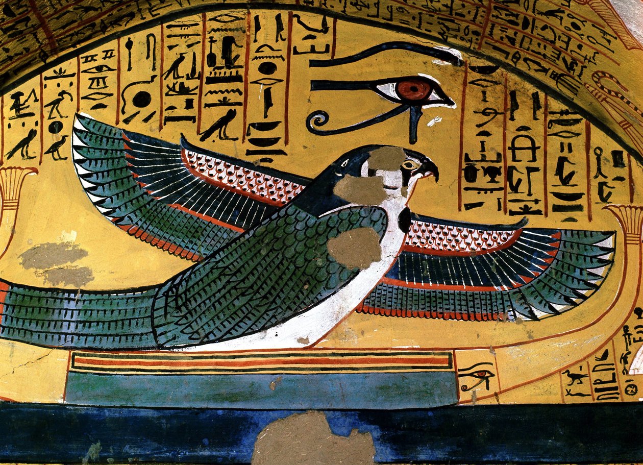 Luxor - Theben: venstre bred af Nilen. Deir el Medineh: håndværkernes nekropolis. Sennedjems grav. 18. dynasti. repræsentation af guden Horus. af School Egyptian