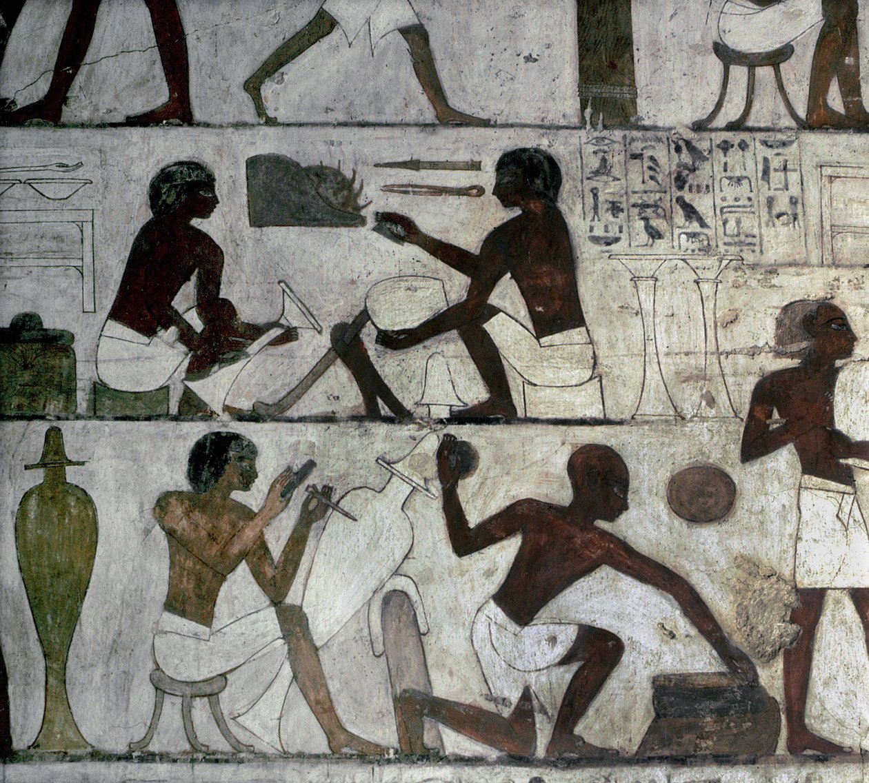 Luxor Theben: Adelens nekropol, Rekhmires grav, håndværkere. af School Egyptian