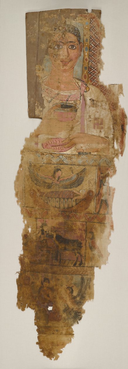 Portræt ligklæde af en ung mand, første halvdel af det 4. århundrede (linned dækket med gesso og maling, monteret på træ) af School Egyptian
