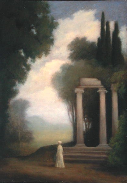 En figur og et tempel af School English