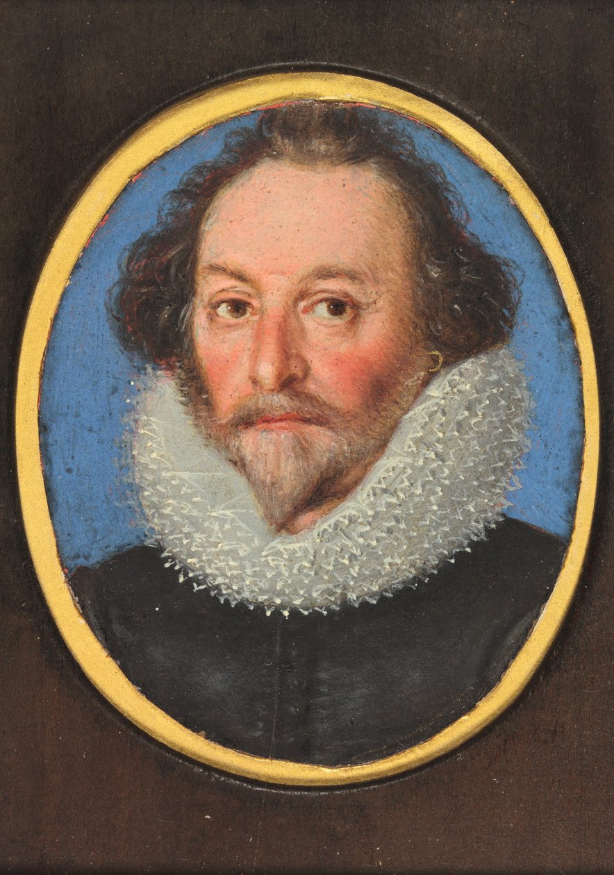 En herre ved navn William Shakespeare (akvarel på vellum) af School English