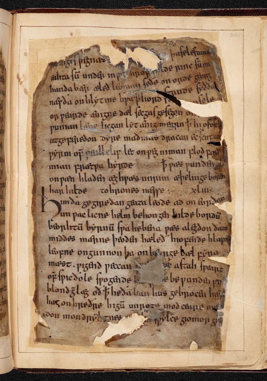 En side med Beowulf fra folioer, nogle gange kaldet 