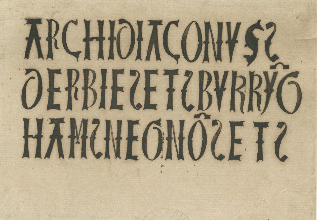Barton under Needwood Church - inskriptioner: blækfaksimile og [?1700-tallet] (tegning) af School English
