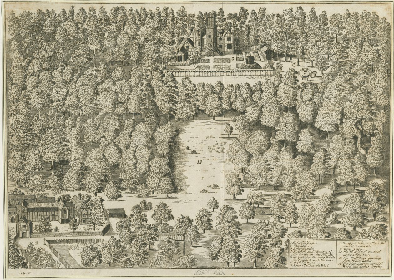 Boscobel House: gravering, nd [1809] (tryk) af School English