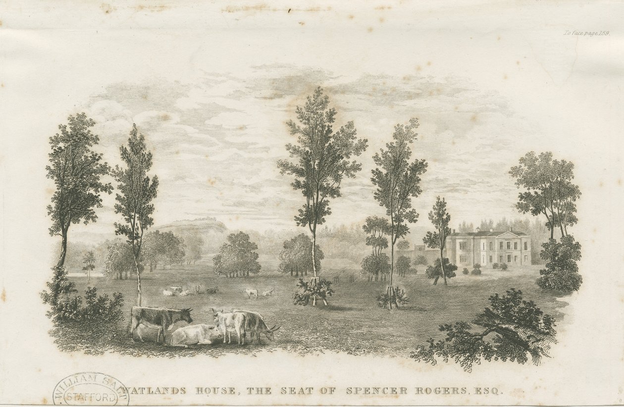 Burslem - Watlands House: gravering og [?1800-tallet] (tryk) af School English