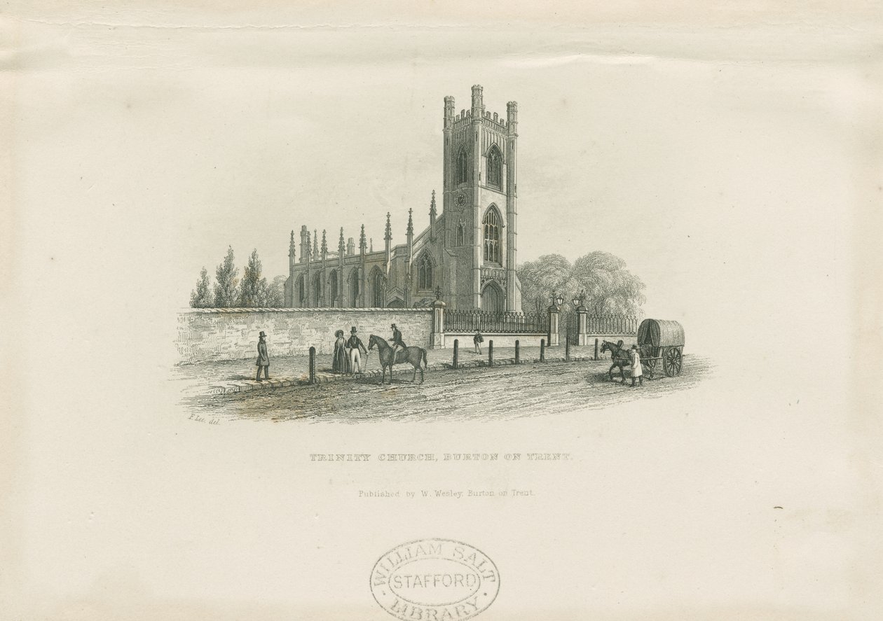 Burton-upon-Trent - Holy Trinity Church: stålgravering og [1800-tallet] (tryk) af School English