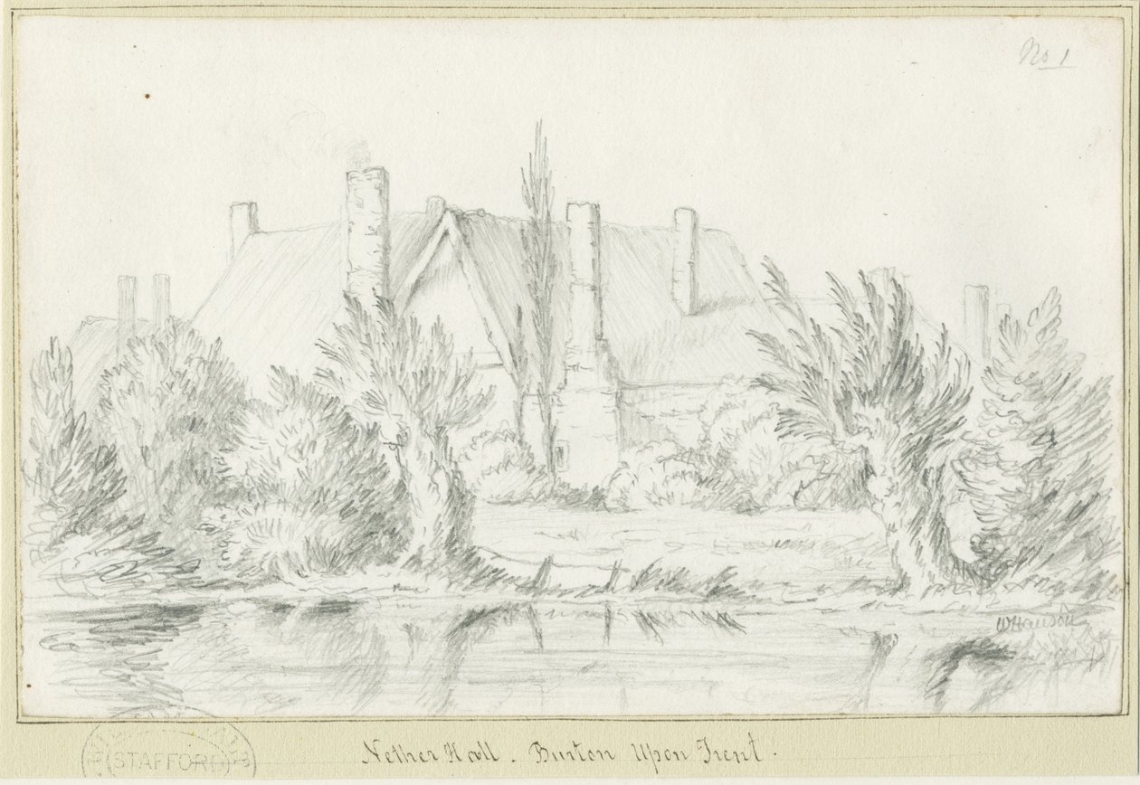 Burton-upon-Trent - Nether Hall: blyantstegning, nd [?1800-tallet] (tegning) af School English