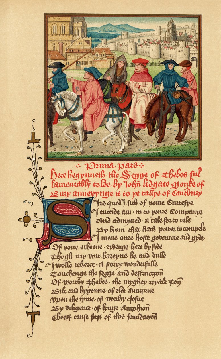 Canterbury Pilgrims, illustration fra Canterbury Tales af Geoffrey Chaucer, fra 