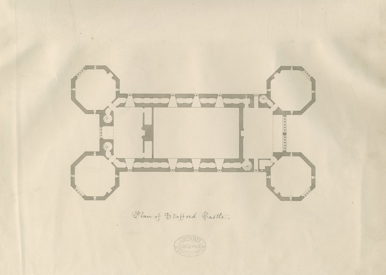 Castle Church - Stafford Castle: pen og vask tegning, nd [1800-tallet] (tegning) af School English