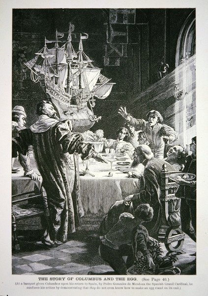 Christopher Columbus og ægget (litho) af School English