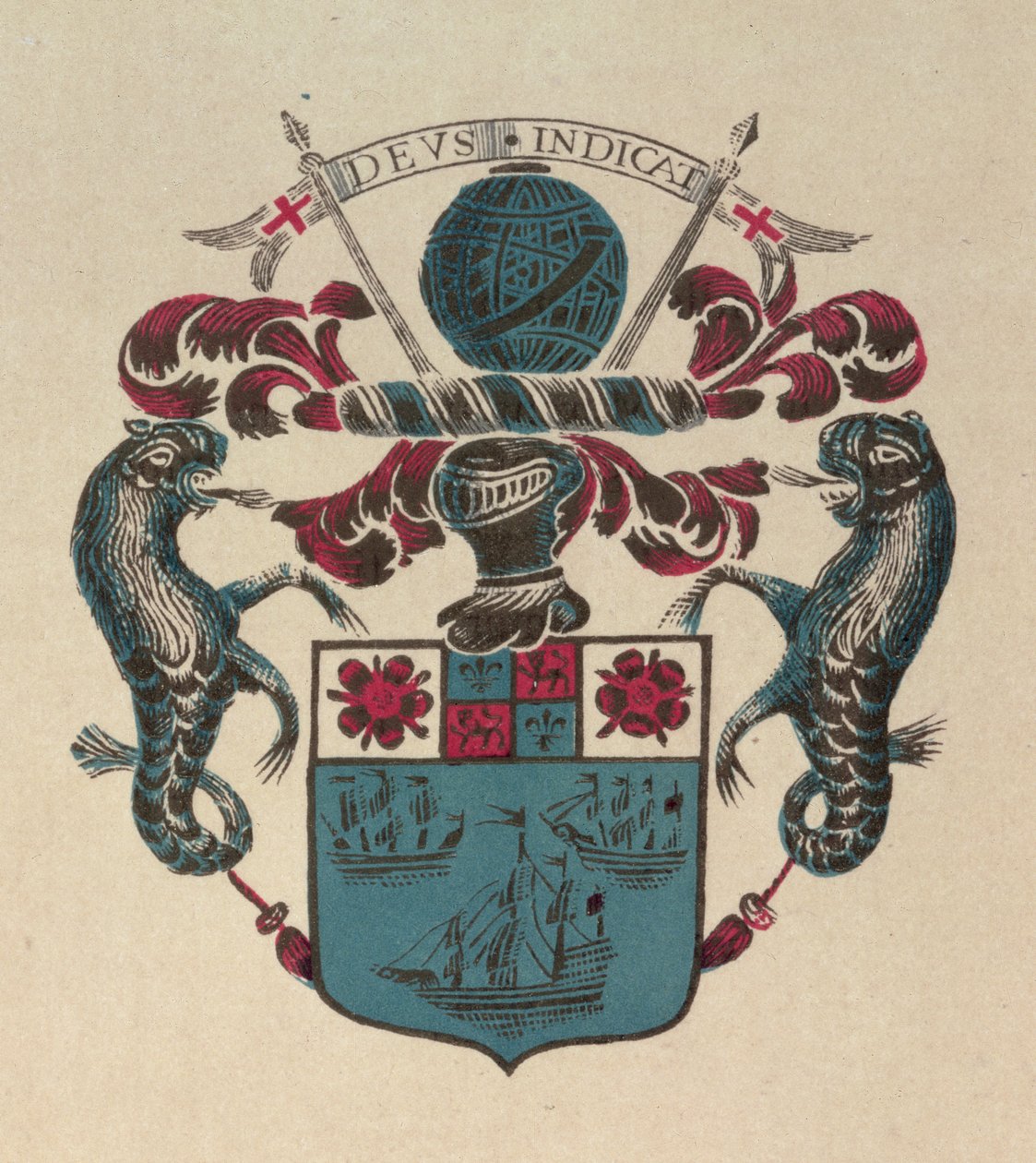 Det Gamle Ostindiske Kompagnis våbenskjold (print) af School English