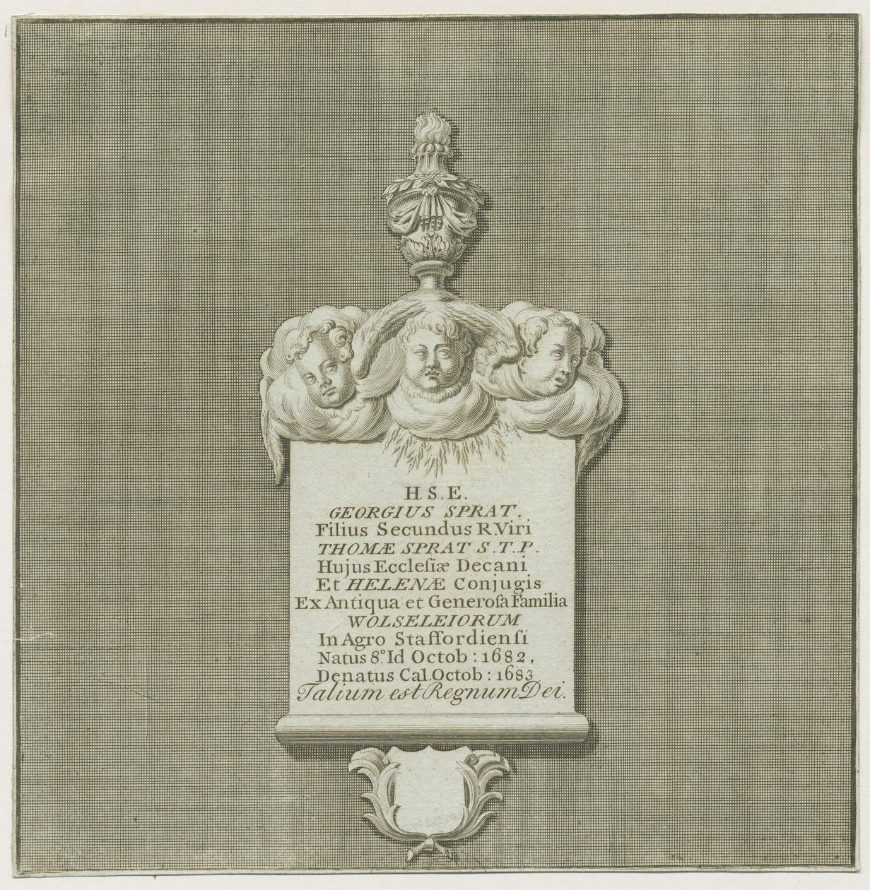 Colwich - Mural Monument til George Brisling: gravering, og [?19. århundrede]. (Print) af School English