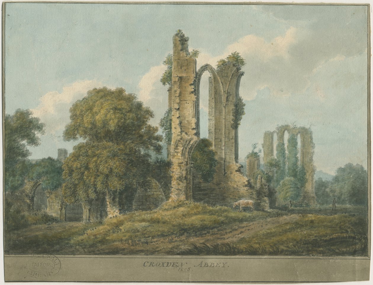 Croxden Abbey: vandfarvemaleri af School English