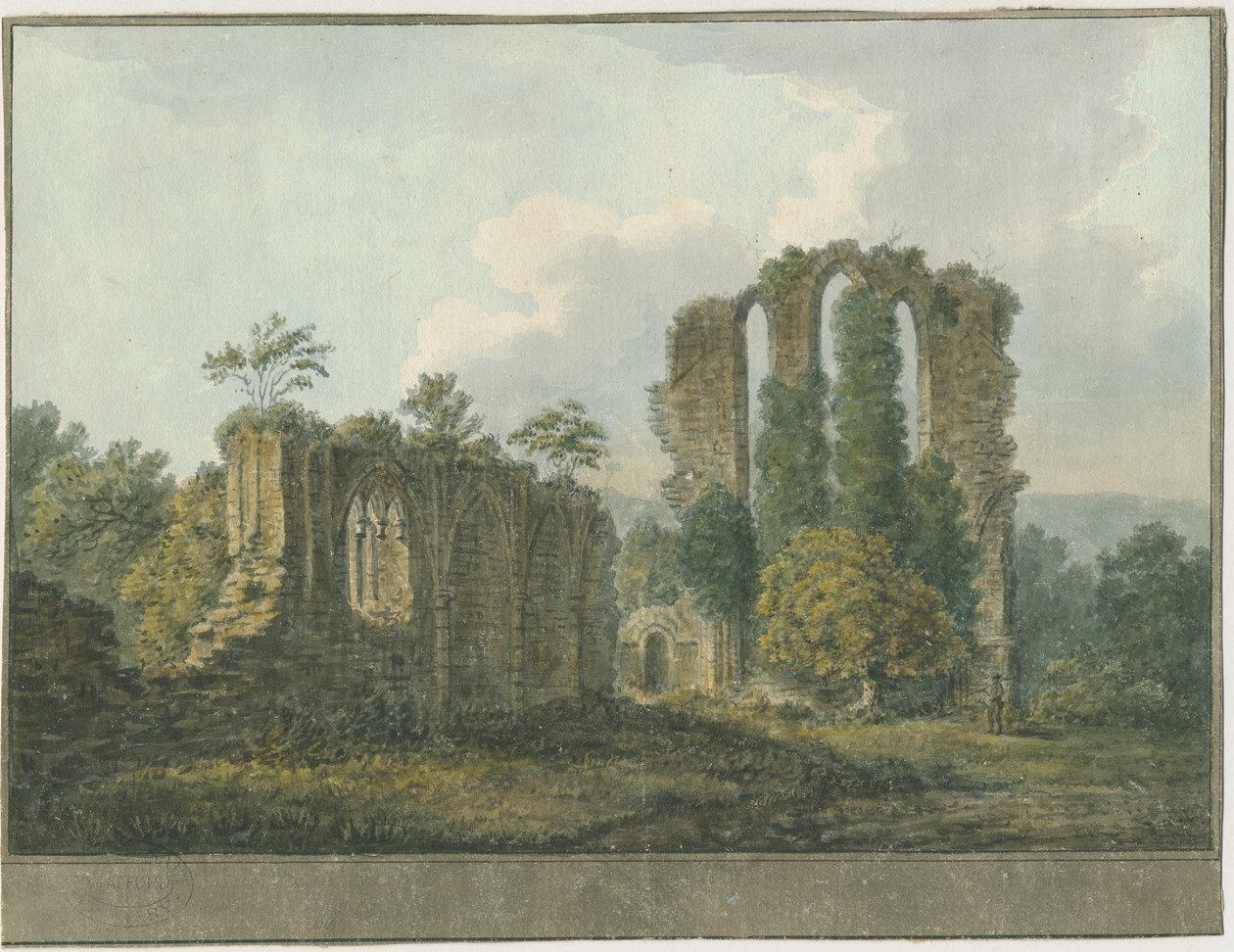 Croxden Abbey: vandfarvemaleri, nd [1805] (maleri) af School English