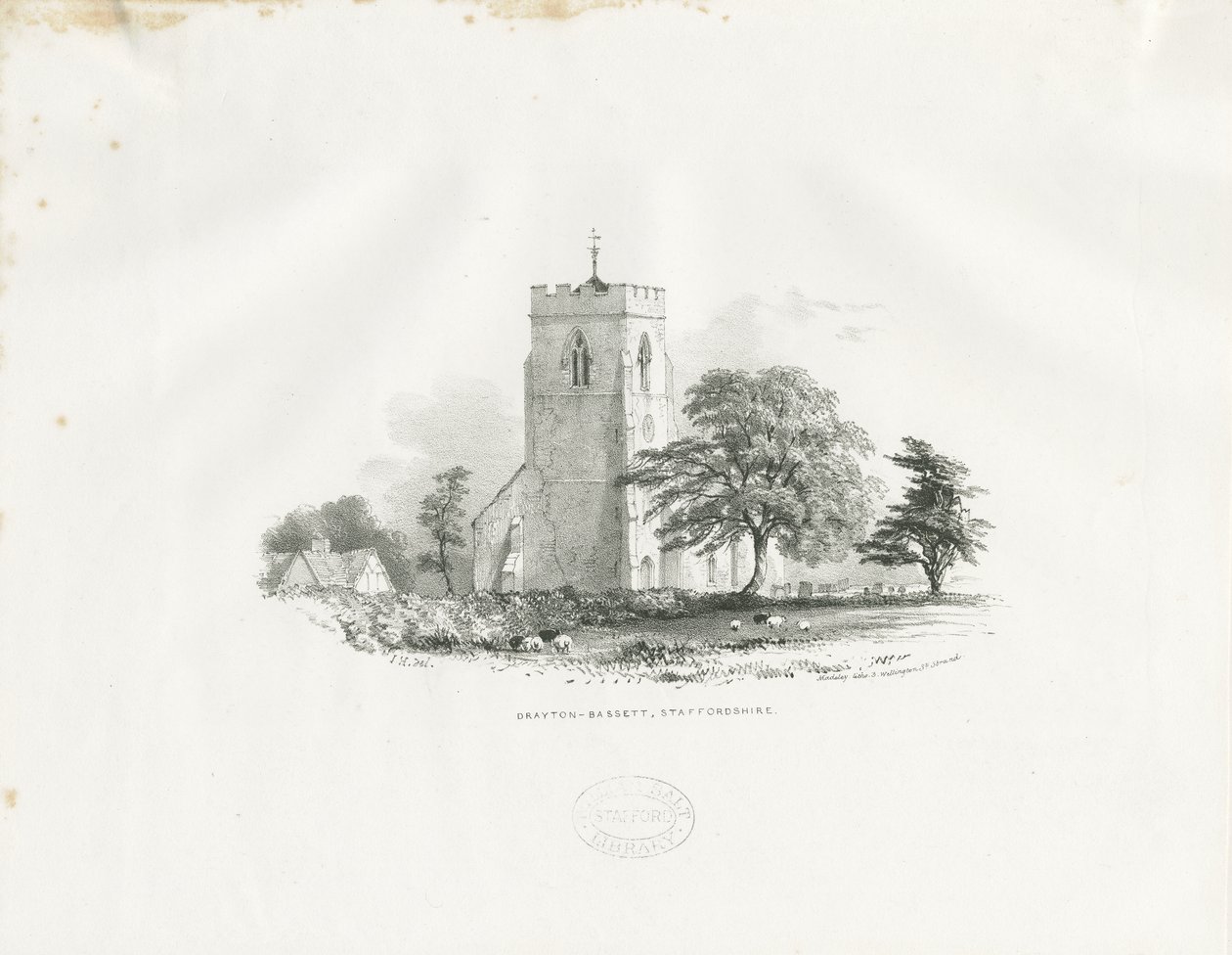 Drayton Bassett Church: litografi (vignetteret), nd [c 1825-30] (tryk) af School English