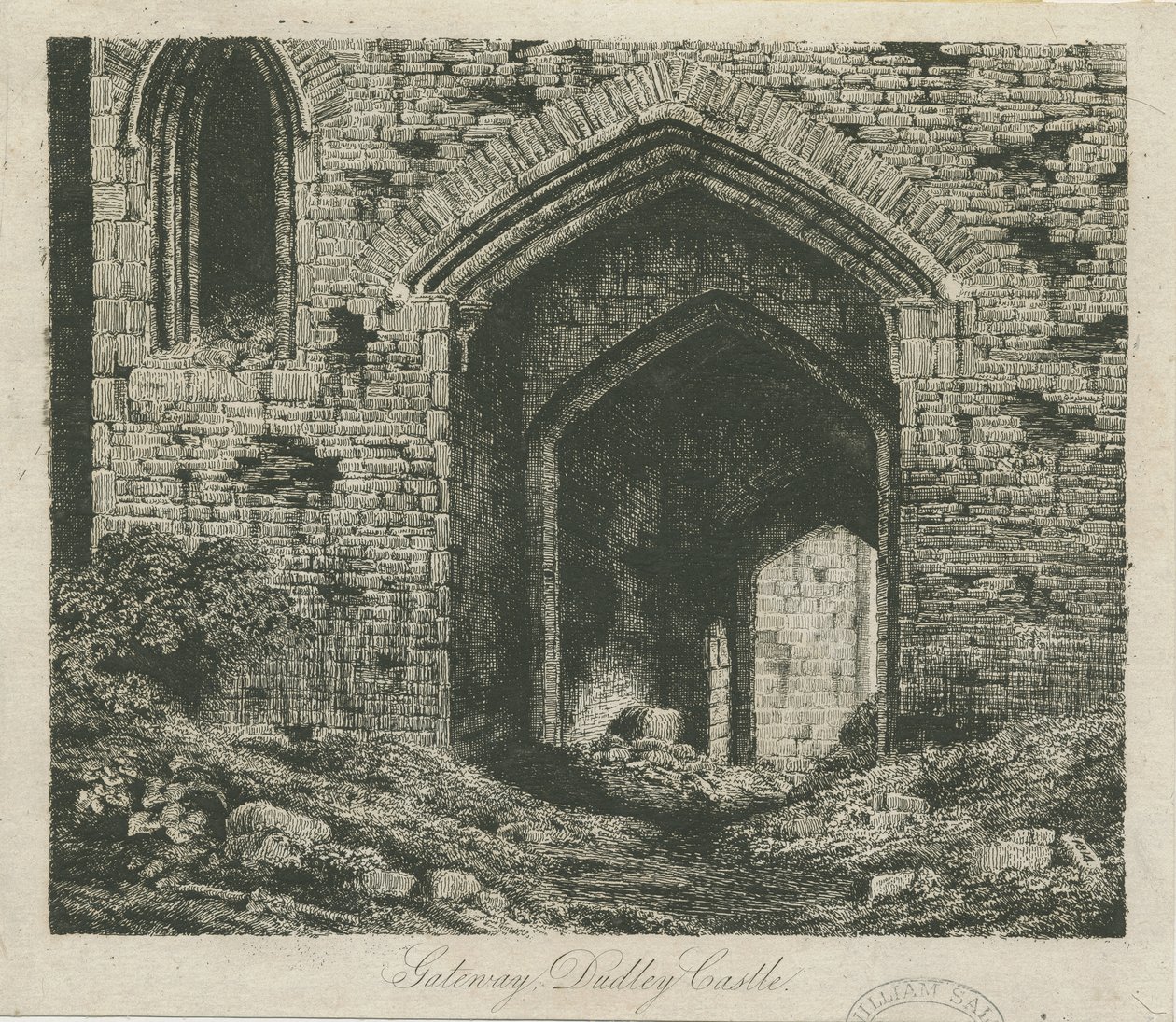 Dudley Castle - The Gatehouse: radering og [?1800-tallet] (tryk) af School English