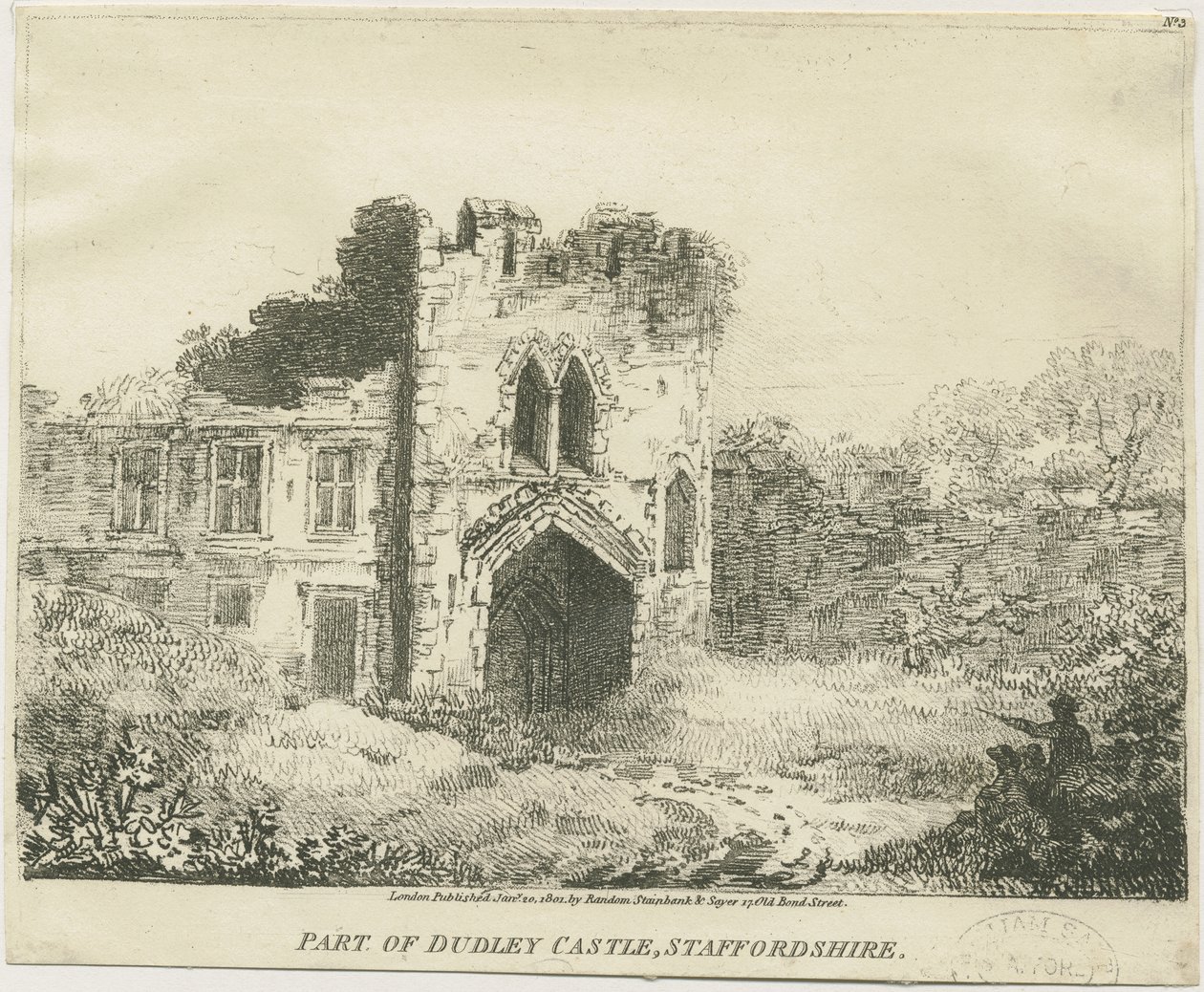 Dudley Castle - The Gatehouse: litografi, nd [c 1801] (tryk) af School English