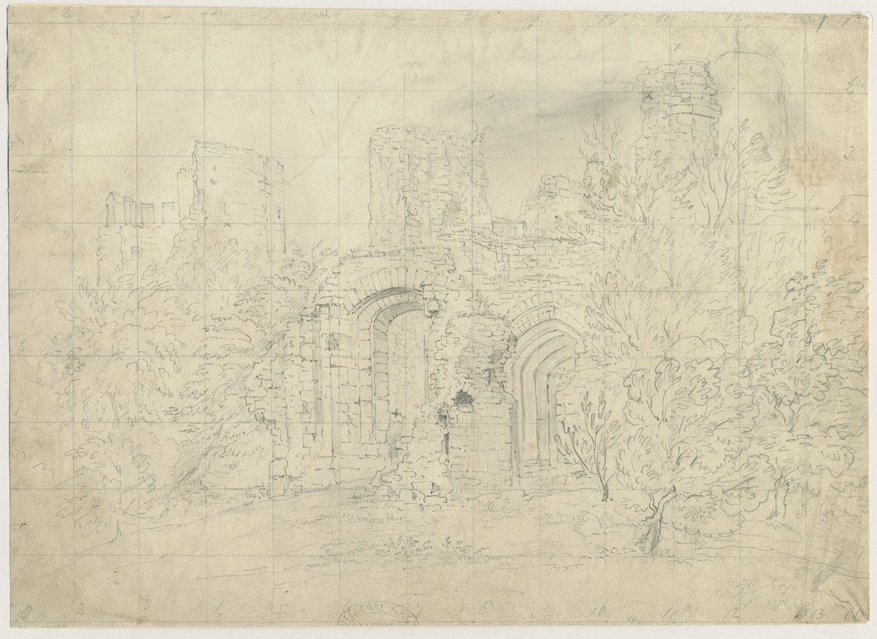 Dudley Castle - the Barbican: blyantstegning, nd [?1800-tallet] (tegning) af School English