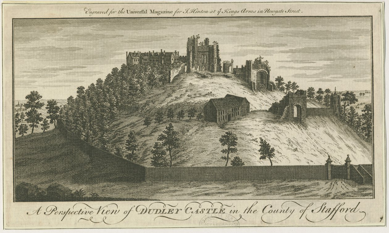 Dudley Castle: gravering og [?1700-tallet] (tryk) af School English