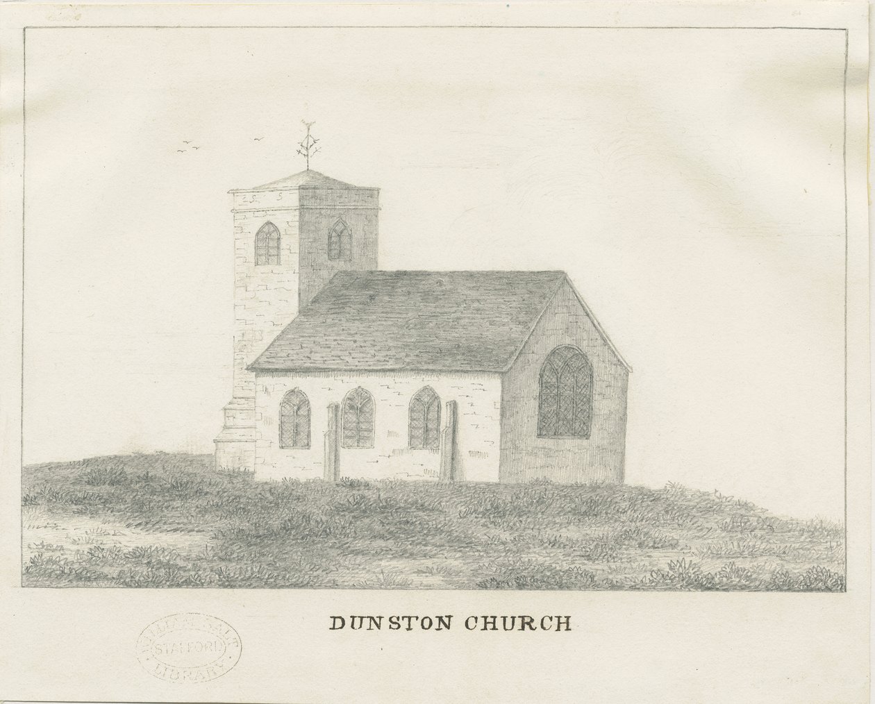 Dunston Church: blyantstegning, nd [?1800-tallet] (tegning) af School English