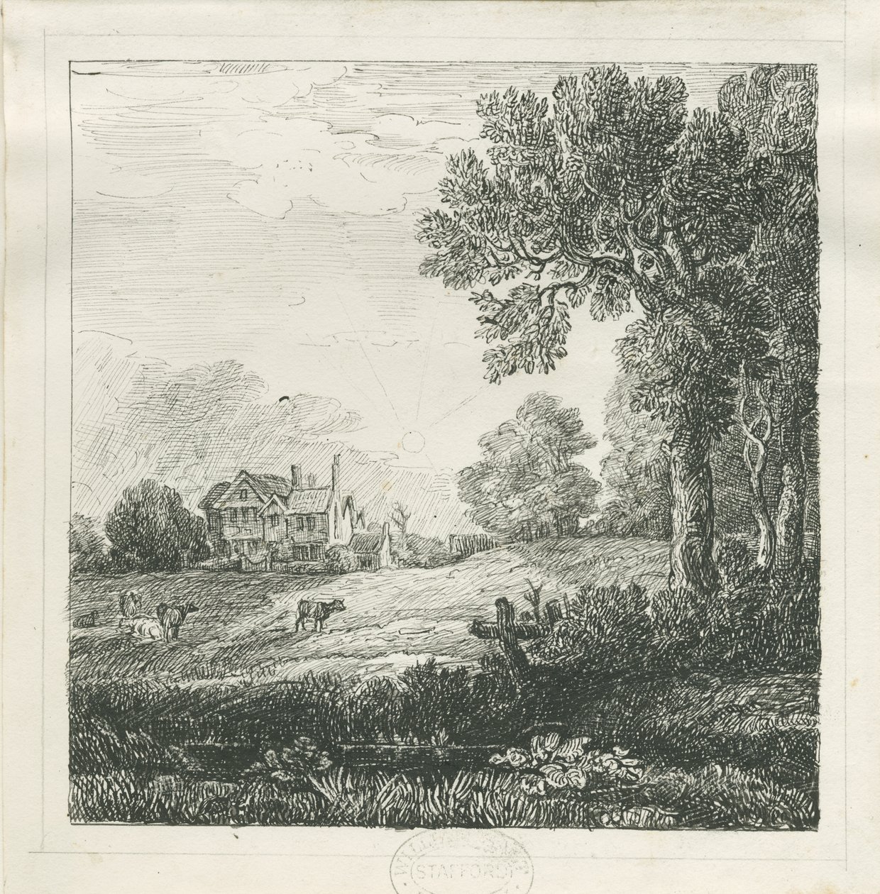 Eccleshall - Biana Hall: pen- og blæktegning, nd [c 1830] (tegning) af School English