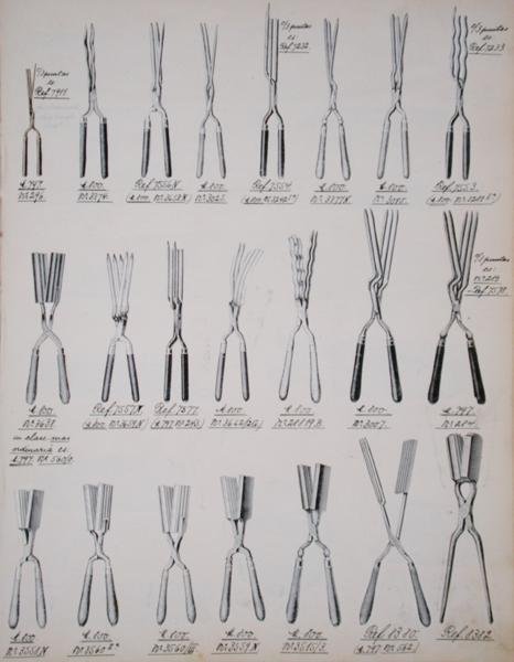 Hårkrølletang, fra et handelskatalog over husholdningsvarer og tilbehør, ca. 1890-1910 (farve litho) af School English