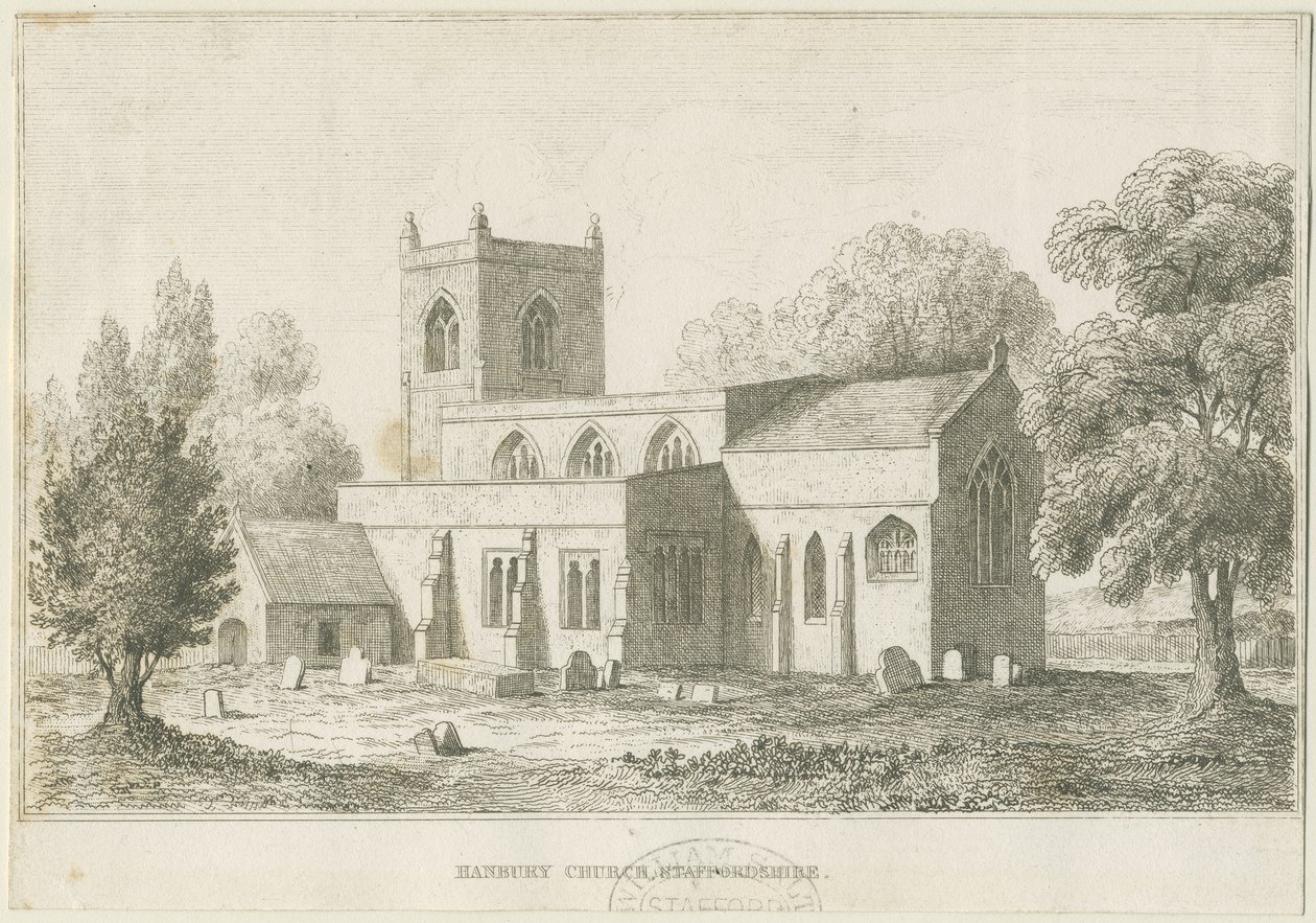 Hanbury Church: radering, nd [c 1800] (tryk) af School English