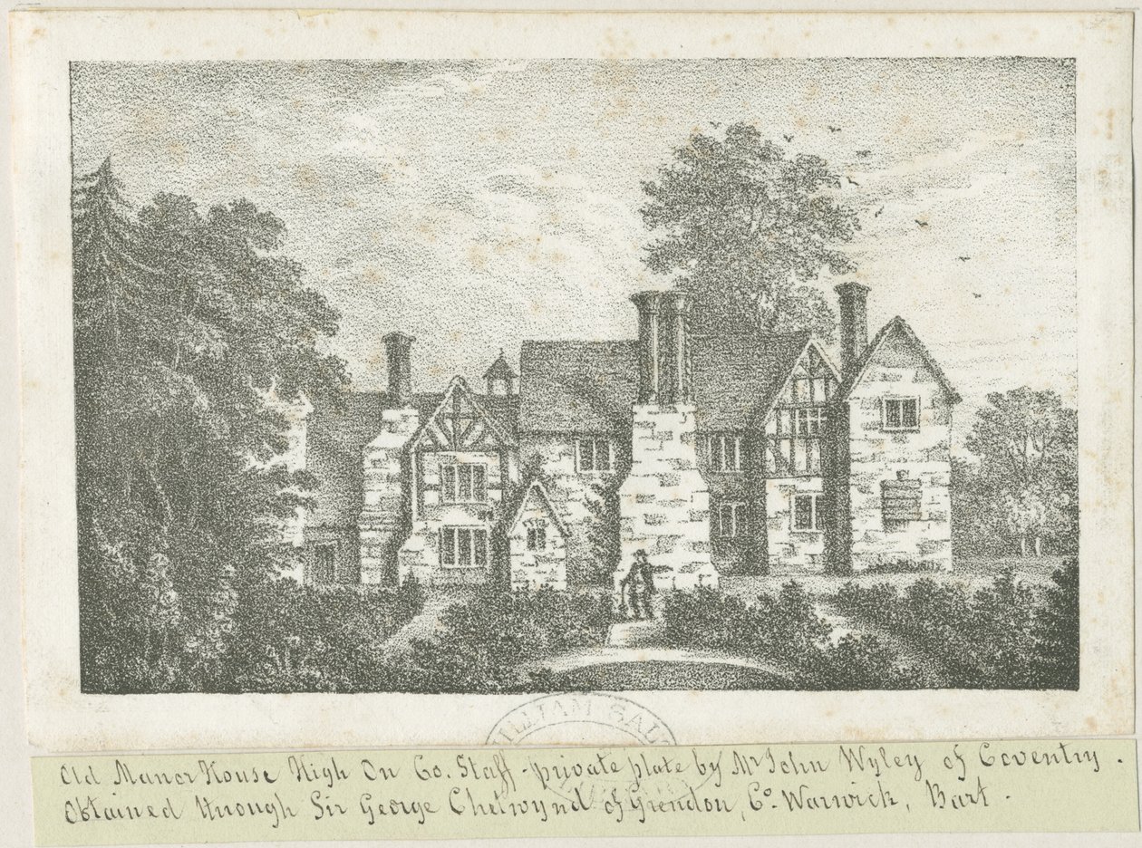 High Onn - Old Manor House: litografi, og [?19. århundrede] (tryk) af School English