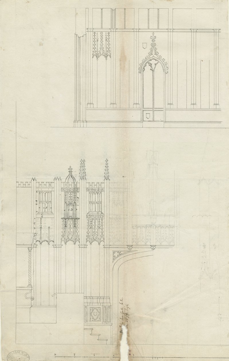 Interiør af Lichfield Cathedral - West End of Choir: pentegning, nd [c 1780] (tegning) af School English