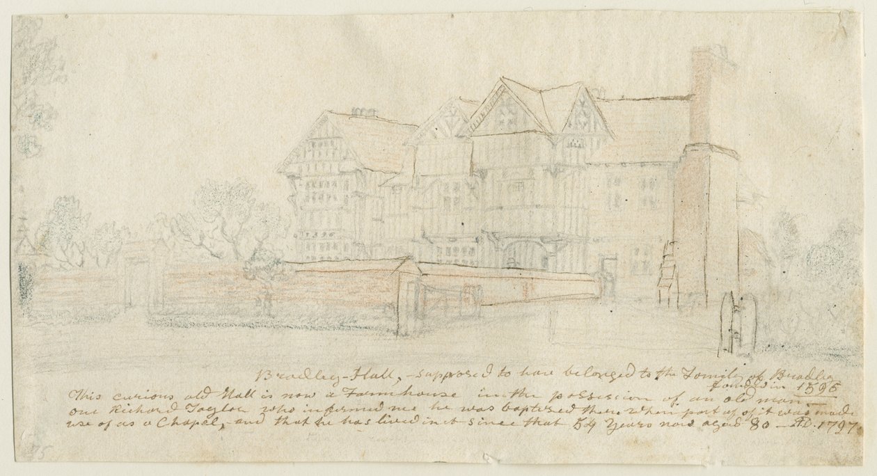 Kingswinford - Bradley Hall: tonet blyantstegning af School English