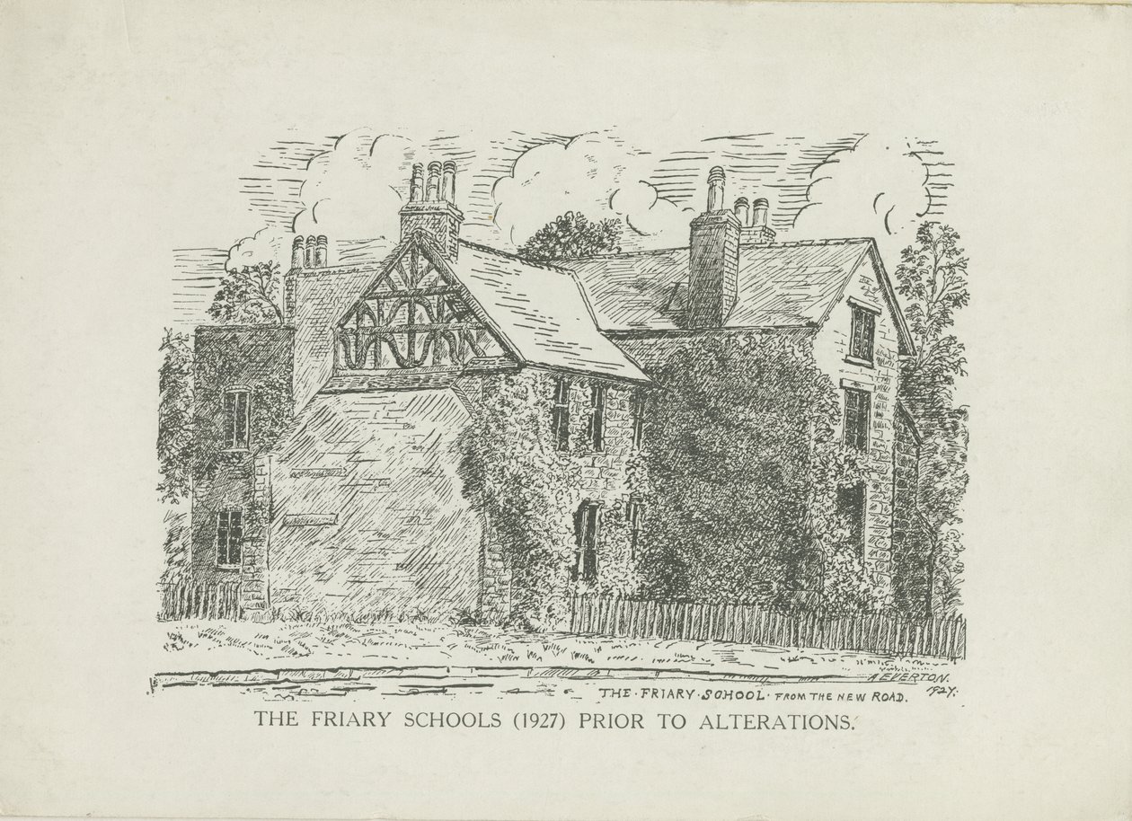 Lichfield - Friary Schools: streggravering af School English