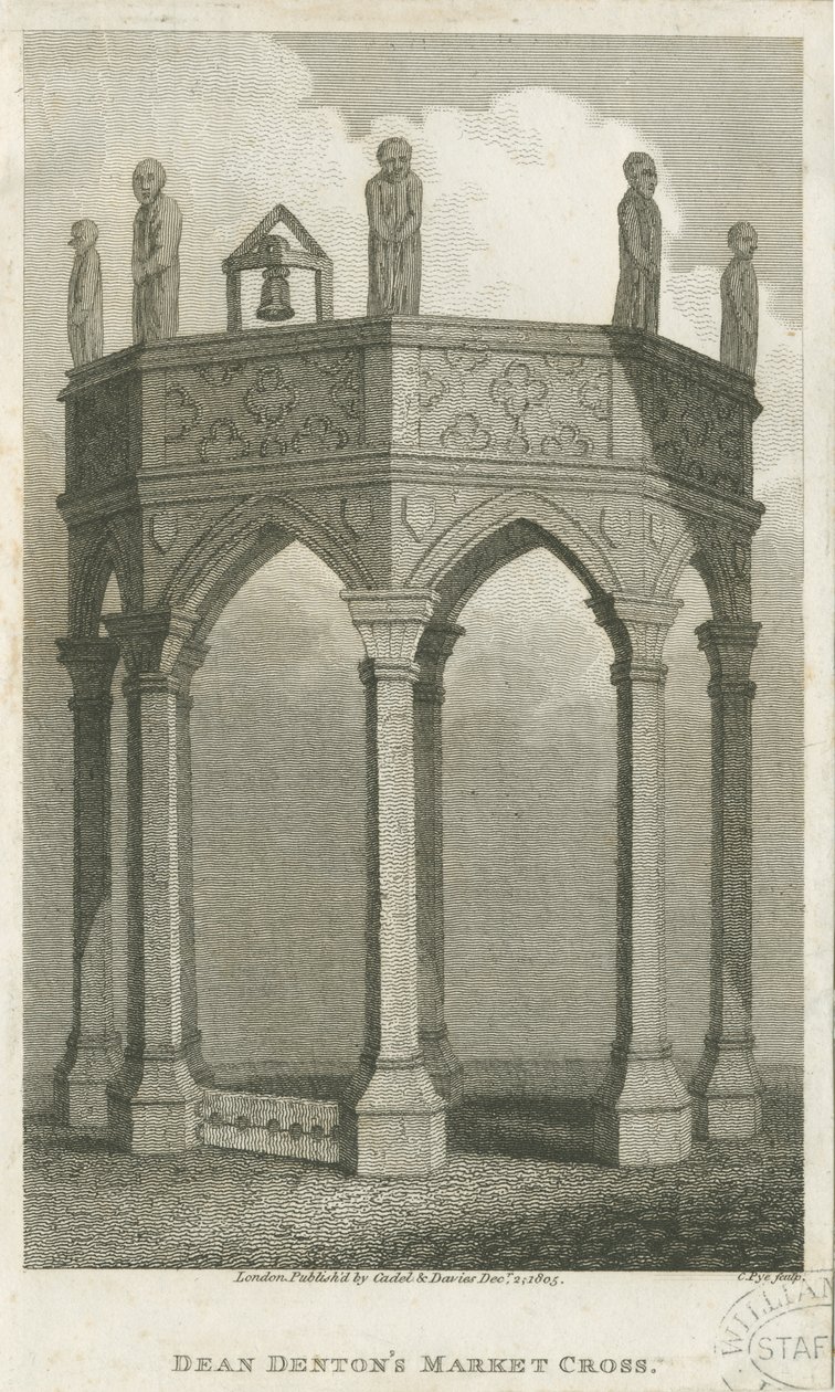 Lichfield - Market Place: gravering, nd [c 1805] (tryk) af School English