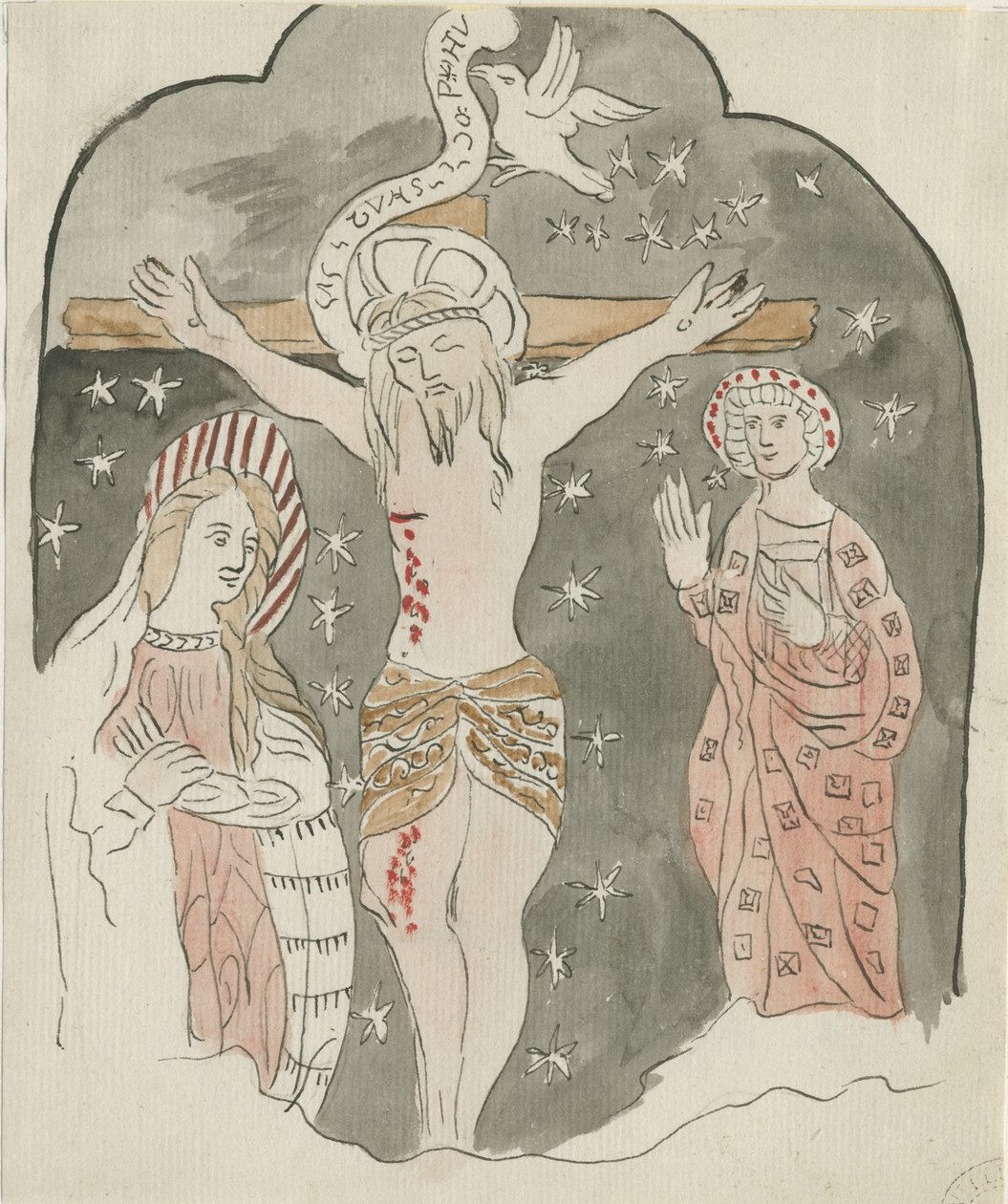 Lichfield - Representation of the Crucifixion (Greyfriars): akvarelmaleri og [?slut 18. århundrede] (maleri) af School English
